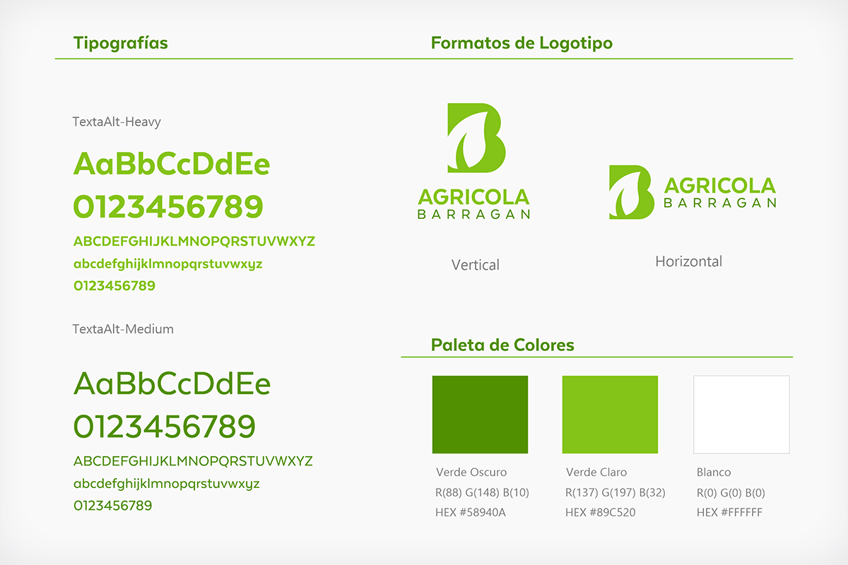 Paleta de Colores y Tipografías de Logotipo "Agrícola Barragán"