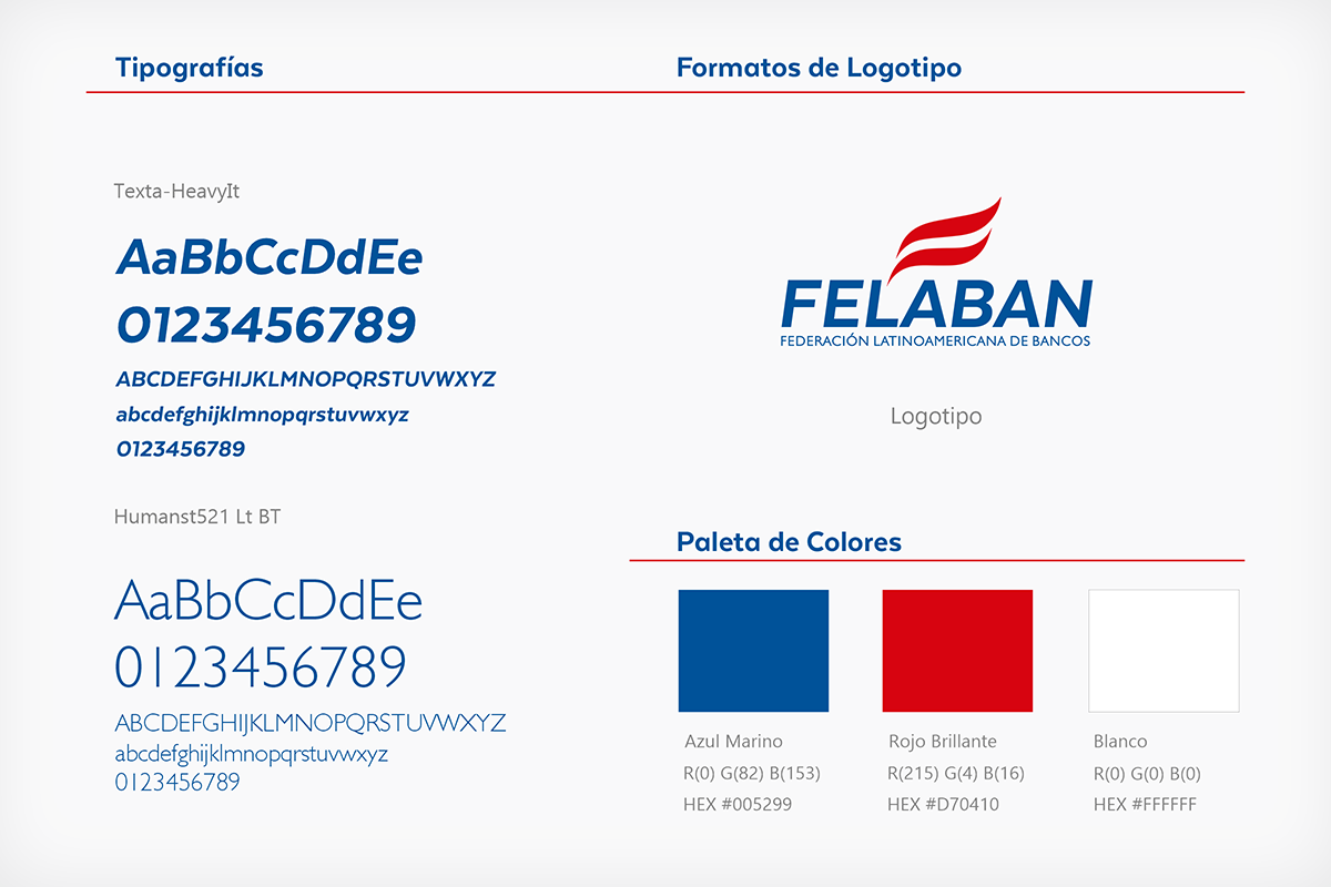 Paleta de Colores y Tipografías de Logotipo "Federación Latinoamericana de Bancos FELABAN"